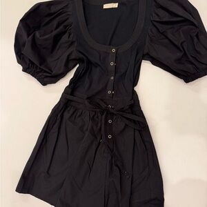 Ulla Johnson Black Romper with Puff Sleeves